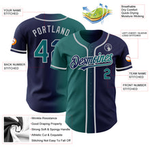 Load image into Gallery viewer, Custom Navy Teal-Gray Authentic Gradient Fashion Baseball Jersey