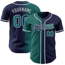 Load image into Gallery viewer, Custom Navy Teal-Gray Authentic Gradient Fashion Baseball Jersey