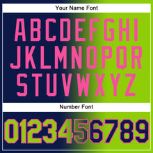 Load image into Gallery viewer, Custom Navy Neon Green-Pink Authentic Gradient Fashion Baseball Jersey