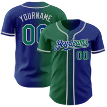 Load image into Gallery viewer, Custom Royal Kelly Green-Gray Authentic Gradient Fashion Baseball Jersey