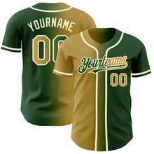 Load image into Gallery viewer, Custom Green Old Gold-Cream Authentic Gradient Fashion Baseball Jersey