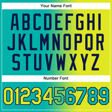 Load image into Gallery viewer, Custom Aqua Neon Yellow-Navy Authentic Gradient Fashion Baseball Jersey