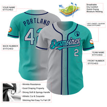 Load image into Gallery viewer, Custom Aqua Gray-Navy Authentic Gradient Fashion Baseball Jersey