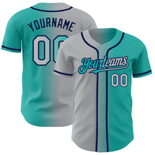 Load image into Gallery viewer, Custom Aqua Gray-Navy Authentic Gradient Fashion Baseball Jersey