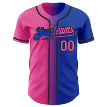 Load image into Gallery viewer, Custom Thunder Blue Pink-Black Authentic Gradient Fashion Baseball Jersey