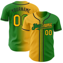 Load image into Gallery viewer, Custom Grass Green Gold-Black Authentic Gradient Fashion Baseball Jersey