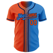 Load image into Gallery viewer, Custom Electric Blue Orange-Navy Authentic Gradient Fashion Baseball Jersey