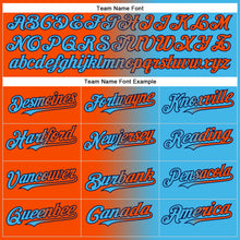 Load image into Gallery viewer, Custom Sky Blue Orange-Navy Authentic Gradient Fashion Baseball Jersey