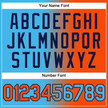 Load image into Gallery viewer, Custom Sky Blue Orange-Navy Authentic Gradient Fashion Baseball Jersey