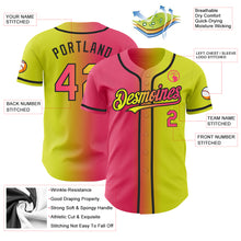 Load image into Gallery viewer, Custom Neon Yellow Neon Pink-Black Authentic Gradient Fashion Baseball Jersey