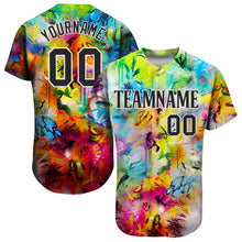 Load image into Gallery viewer, Custom Scratch Graffiti Pattern Black-White 3D Authentic Baseball Jersey