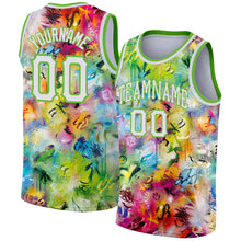 Load image into Gallery viewer, Custom Scratch Graffiti Pattern White-Neon Green 3D Authentic Basketball Jersey