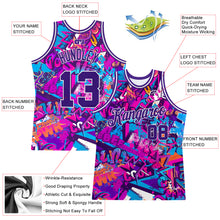 Load image into Gallery viewer, Custom Graffiti Pattern Purple-White 3D Words Authentic Basketball Jersey