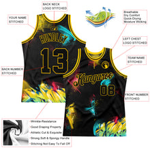 Load image into Gallery viewer, Custom Graffiti Pattern Black-Gold 3D Authentic Basketball Jersey