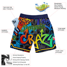 Load image into Gallery viewer, Custom Graffiti Pattern Kelly Green-Gold 3D Geometric Authentic Basketball Shorts