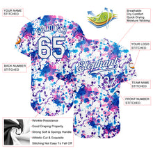 Load image into Gallery viewer, Custom Graffiti Pattern White-Royal 3D Abstract Watercolor Authentic Baseball Jersey