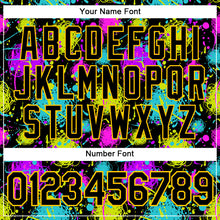 Load image into Gallery viewer, Custom Graffiti Pattern Black-Gold 3D Neon Splatter Authentic Baseball Jersey