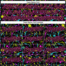 Load image into Gallery viewer, Custom Graffiti Pattern Black-Pink 3D Neon Splatter Authentic Baseball Jersey