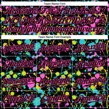 Load image into Gallery viewer, Custom Graffiti Pattern Black-Pink 3D Neon Splatter Authentic Baseball Jersey