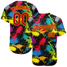 Load image into Gallery viewer, Custom Graffiti Pattern Red-Gold 3D Colorful Splattered Messy Art Ink Paintbrush Drawing Authentic Baseball Jersey