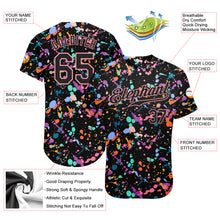 Load image into Gallery viewer, Custom Graffiti Pattern Black-Medium Pink 3D Expressive Splatter Authentic Baseball Jersey