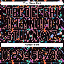 Load image into Gallery viewer, Custom Graffiti Pattern Black-Medium Pink 3D Expressive Splatter Authentic Baseball Jersey