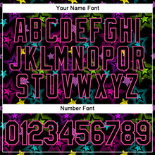 Load image into Gallery viewer, Custom Graffiti Pattern Black-Pink 3D Creative Colorful Stars Authentic Baseball Jersey