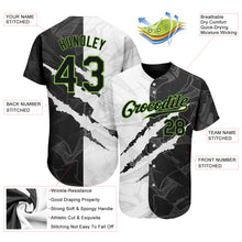 Load image into Gallery viewer, Custom Graffiti Pattern Black-Neon Green 3D Scratch Authentic Baseball Jersey