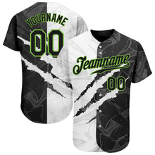 Load image into Gallery viewer, Custom Graffiti Pattern Black-Neon Green 3D Scratch Authentic Baseball Jersey