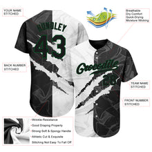 Load image into Gallery viewer, Custom Graffiti Pattern Black-Kelly Green 3D Scratch Authentic Baseball Jersey