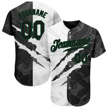 Load image into Gallery viewer, Custom Graffiti Pattern Black-Kelly Green 3D Scratch Authentic Baseball Jersey