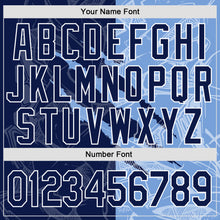 Load image into Gallery viewer, Custom Graffiti Pattern Navy-Light Blue 3D Scratch Authentic Baseball Jersey