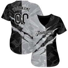 Load image into Gallery viewer, Custom Graffiti Pattern Black-Gray 3D Scratch Authentic Baseball Jersey