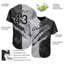 Load image into Gallery viewer, Custom Graffiti Pattern Black-Gray 3D Scratch Authentic Baseball Jersey