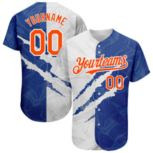 Load image into Gallery viewer, Custom Graffiti Pattern Orange-Royal 3D Scratch Authentic Baseball Jersey