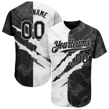 Load image into Gallery viewer, Custom Graffiti Pattern Black-Gray 3D Scratch Authentic Baseball Jersey