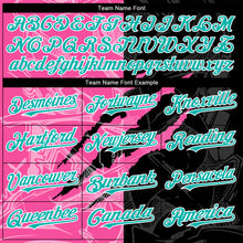 Load image into Gallery viewer, Custom Graffiti Pattern Aqua Black-Pink 3D Scratch Authentic Baseball Jersey