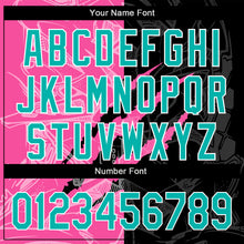 Load image into Gallery viewer, Custom Graffiti Pattern Aqua Black-Pink 3D Scratch Authentic Baseball Jersey
