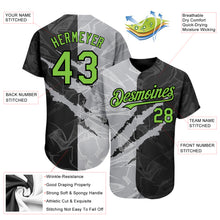 Load image into Gallery viewer, Custom Graffiti Pattern Neon Green Black-Gray 3D Scratch Authentic Baseball Jersey