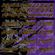 Load image into Gallery viewer, Custom Graffiti Pattern Black Purple-Old Gold 3D Scratch Authentic Baseball Jersey
