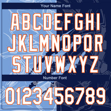 Load image into Gallery viewer, Custom Graffiti Pattern White Navy Light Blue-Orange 3D Scratch Authentic Baseball Jersey