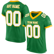 Load image into Gallery viewer, Custom Grass Green White-Gold Mesh Authentic Football Jersey