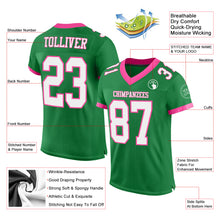 Load image into Gallery viewer, Custom Grass Green White-Pink Mesh Authentic Football Jersey