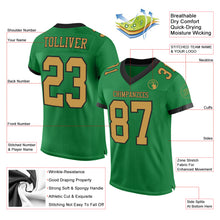 Load image into Gallery viewer, Custom Grass Green Old Gold-Black Mesh Authentic Football Jersey