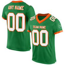 Load image into Gallery viewer, Custom Grass Green White-Orange Mesh Authentic Football Jersey