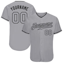 Load image into Gallery viewer, Custom Gray Gray-Black Authentic Baseball Jersey