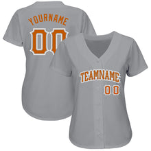 Load image into Gallery viewer, Custom Gray Texas Orange-White Authentic Baseball Jersey