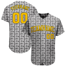 Load image into Gallery viewer, Custom Gray Gold-Black 3D Pattern Design Authentic Baseball Jersey