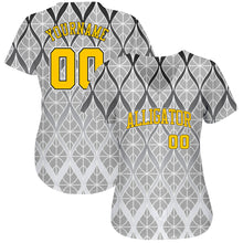 Load image into Gallery viewer, Custom Gray Gold-Black 3D Pattern Design Authentic Baseball Jersey