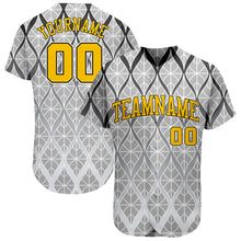 Load image into Gallery viewer, Custom Gray Gold-Black 3D Pattern Design Authentic Baseball Jersey